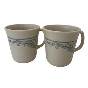 Vintage Corelle Blue Lily Floral Mug Set Of 2 Corning USA